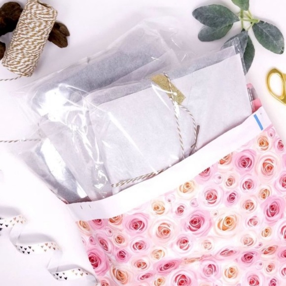 💕10 Designer XL Pink roses Poly Mailers - 14 x 17 inch - Picture 3 of 4